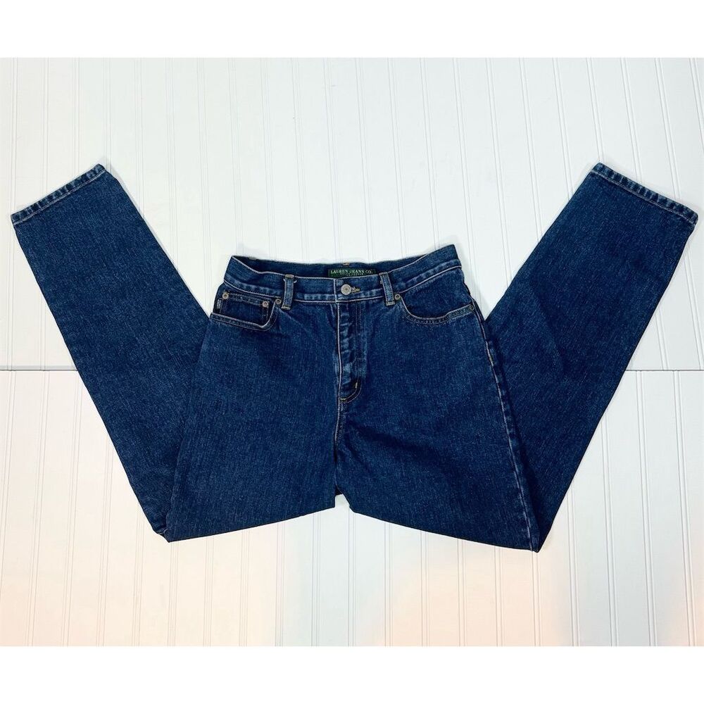Lauren Jeans Co. Women's Petite High-Rise Straight Leg Jeans Blue - Picture 5 of 12